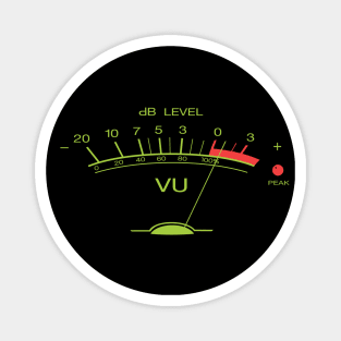 Volume VU Meter Vintage Audio Recording Studio Gear Musician Guitar Green Graphic Magnet